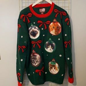 Ugly Christmas Party Cat Sweater size M